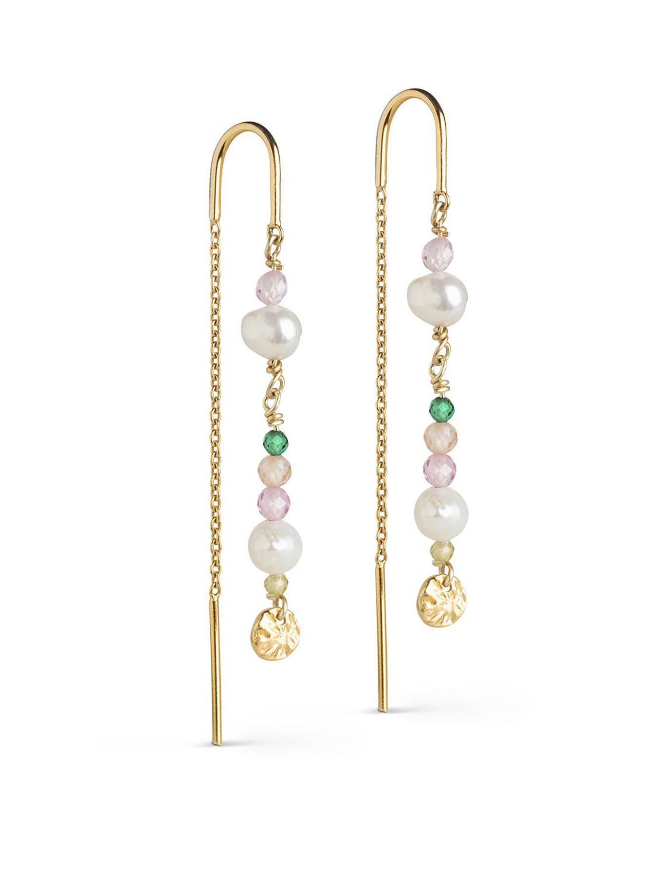 Image 1 of 3 of ENAMEL Copenhagen Sofia Earrings, 18ct Yellow Gold plated 925 Sterling Silver and Pearl and Beads