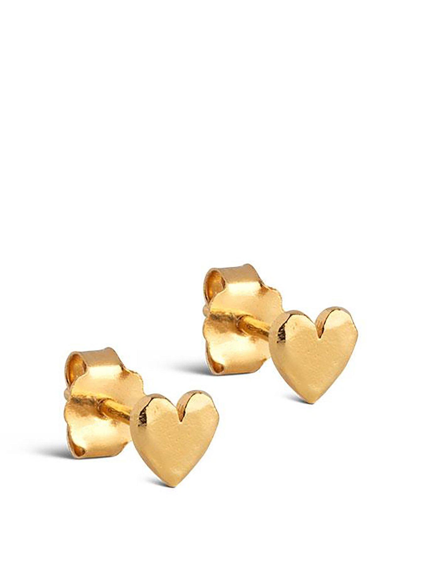 ENAMEL Copenhagen Heart Studs, 18ct Yellow Gold plated 925 Sterling Silver