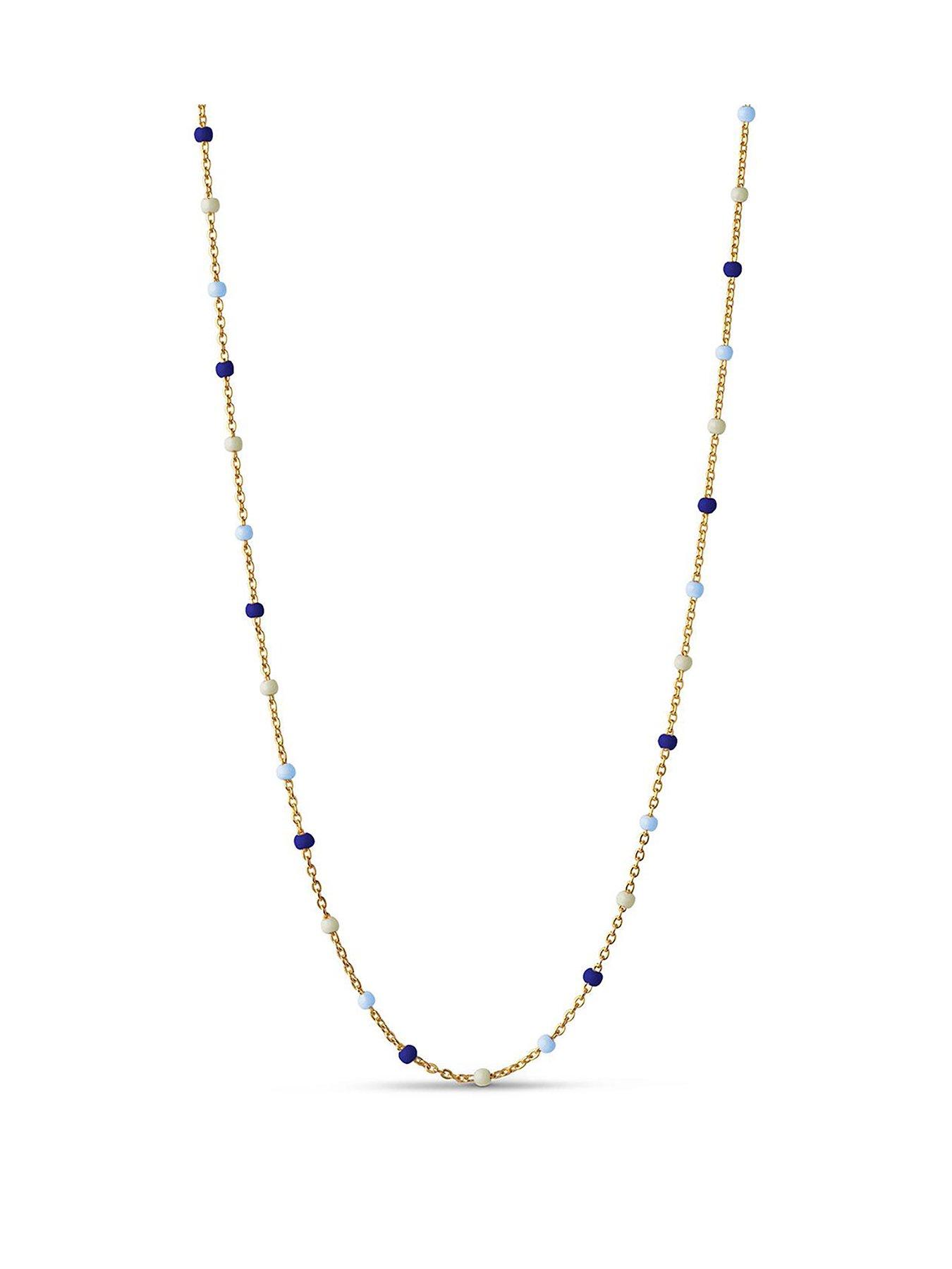 ENAMEL Copenhagen Lola Marine Necklace, 18ct Yellow Gold plated 925 Sterling Silver and Enamel