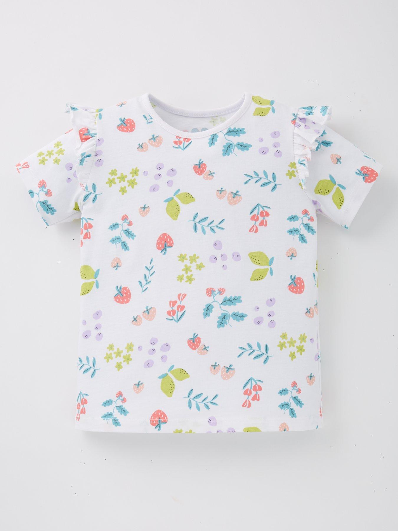 Image 3 of 5 of Mini V by Very Girls 3 Pack Frill Shoulder Short Sleeve T-shirt - Multi