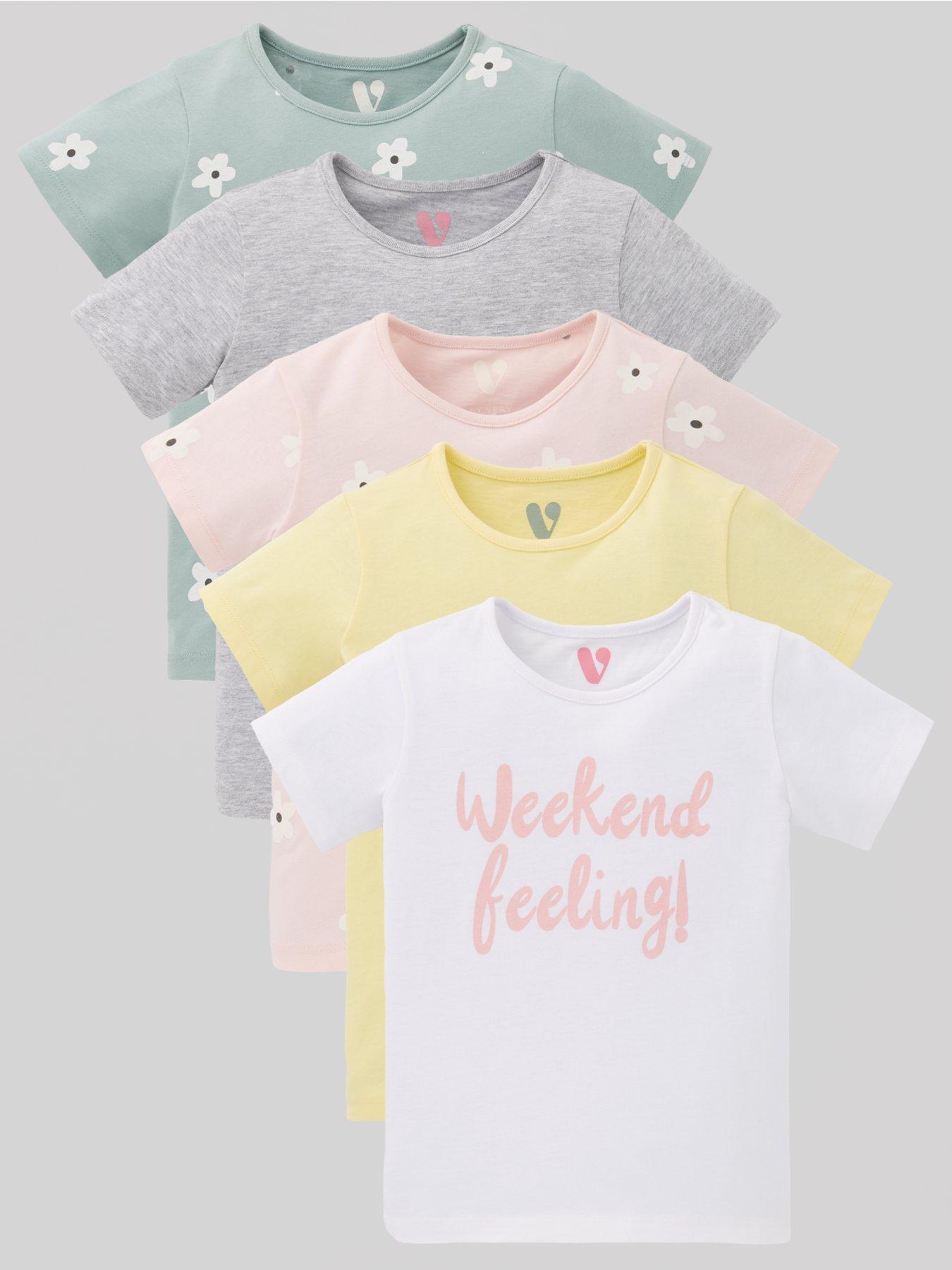 Image 1 of 5 of Mini V by Very Girls 5 Pack Short Sleeve T-shirt - Multi