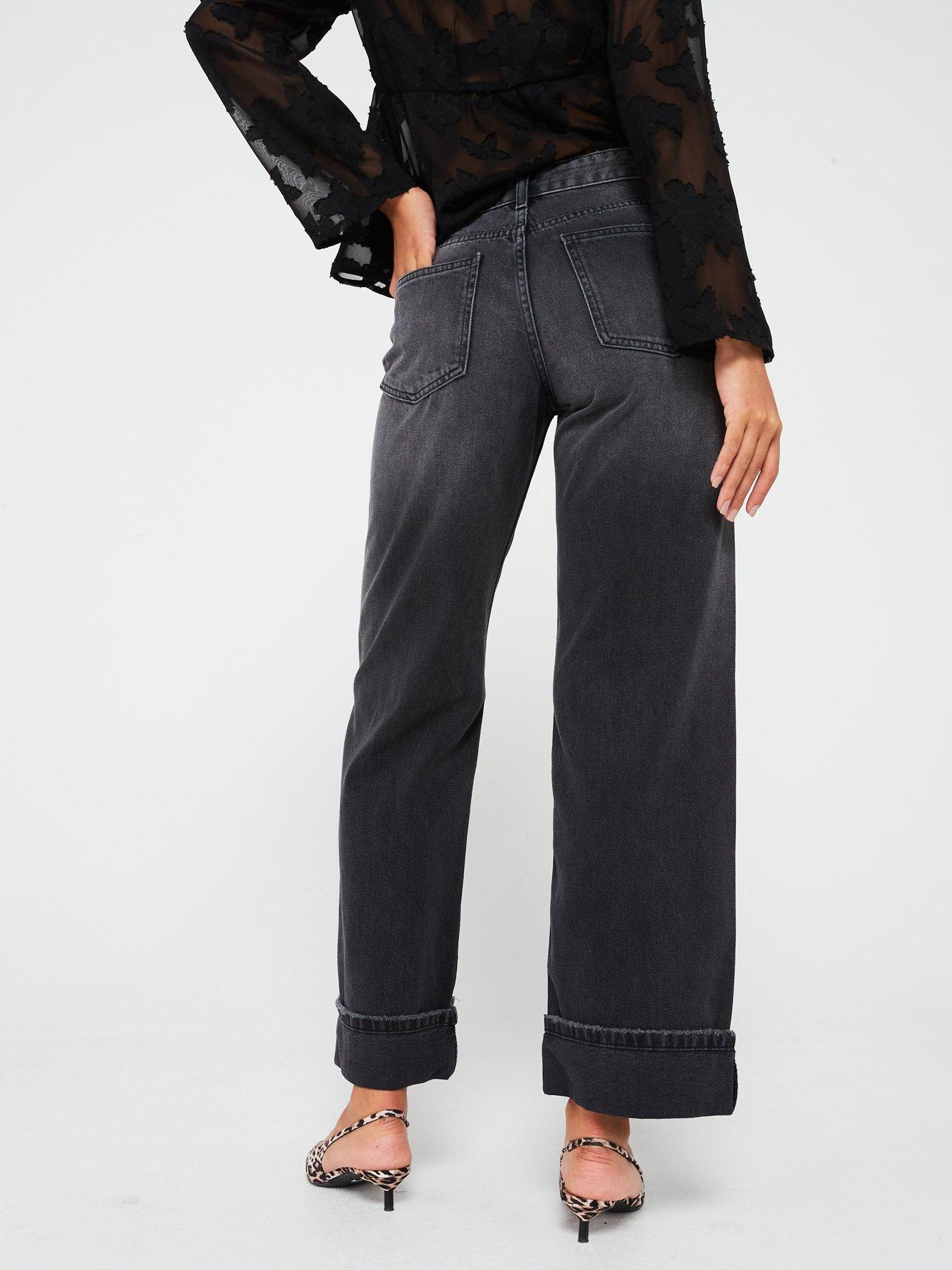 only-ella-midi-waist-wide-fold-up-jean-blackstillFront