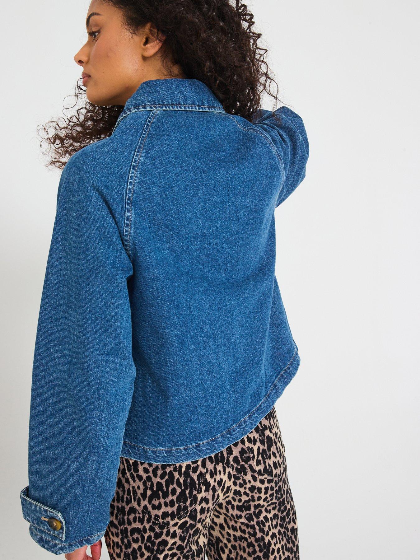 Image 2 of 6 of Only April Short Denim Trench Coat - Blue