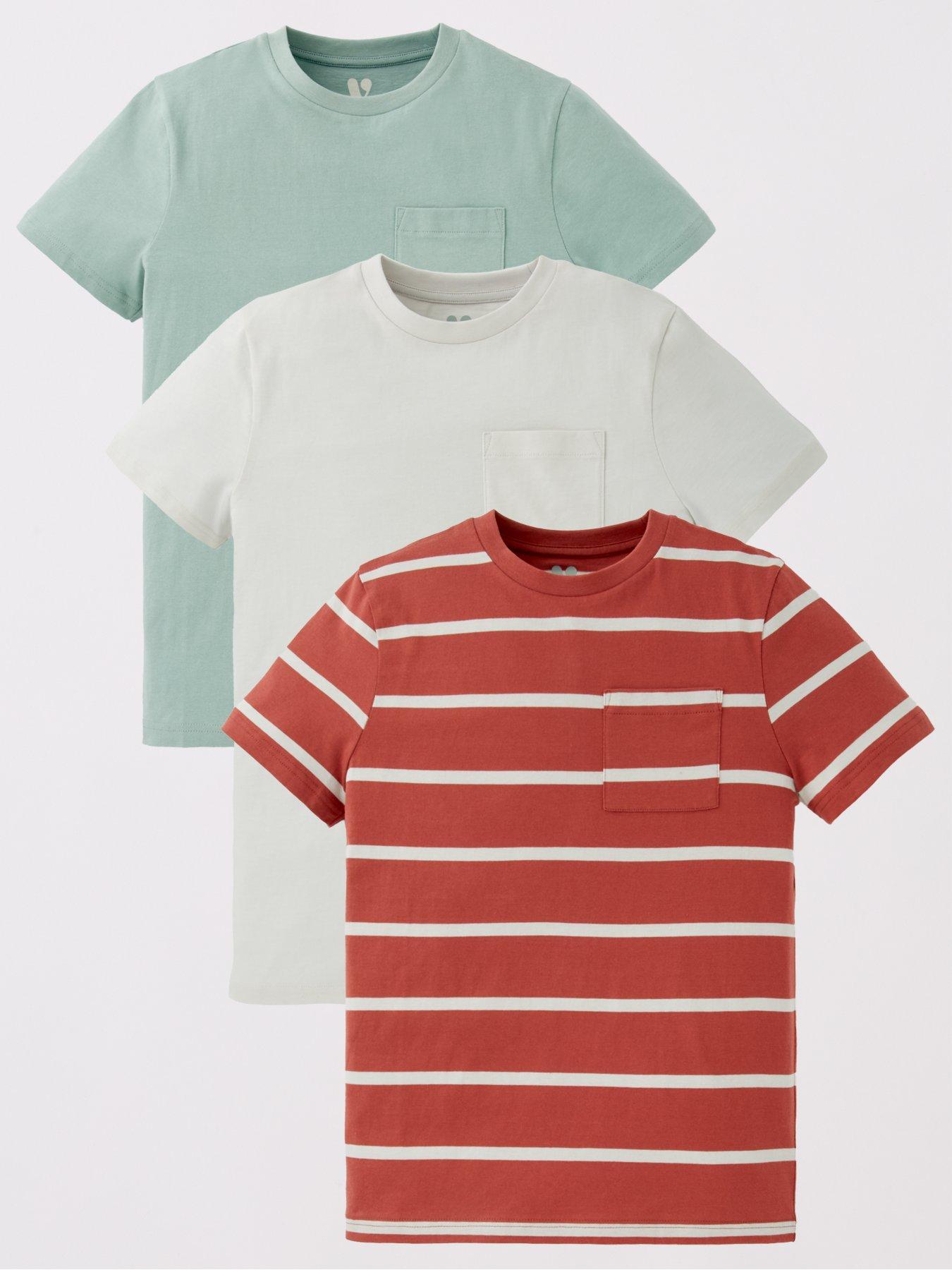 Image 1 of 5 of V by Very Boys 3 Pack Stripe And Plain T-Shirts - Multi