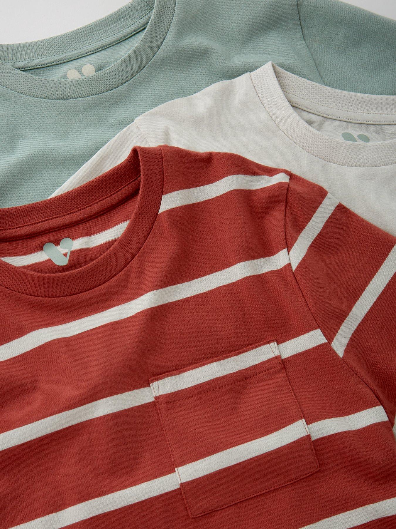 Image 5 of 5 of V by Very Boys 3 Pack Stripe And Plain T-Shirts - Multi