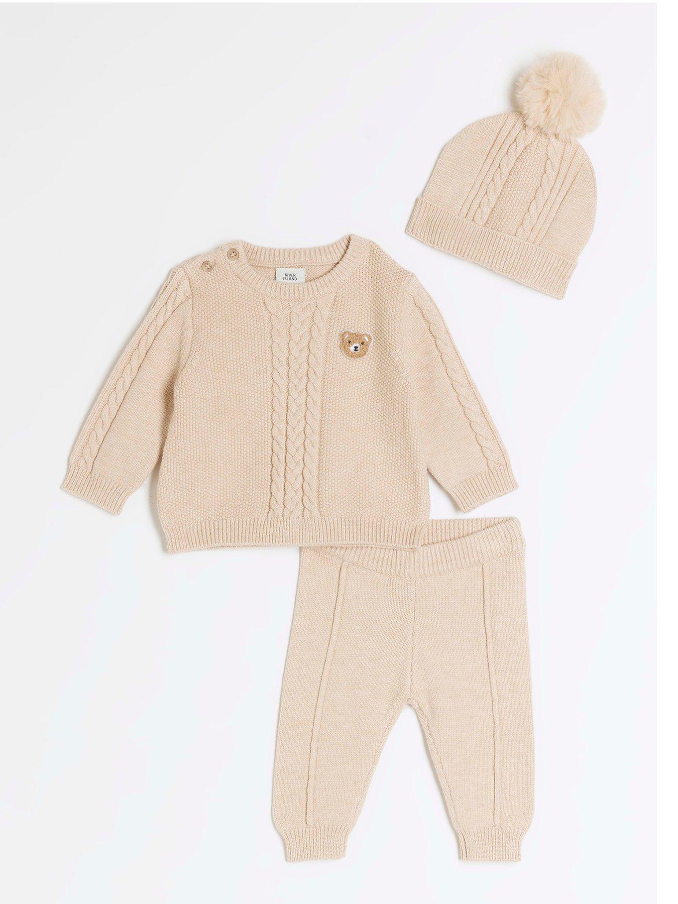 river-island-baby-baby-boy-cable-knit-jumper-3-piece-set-beige