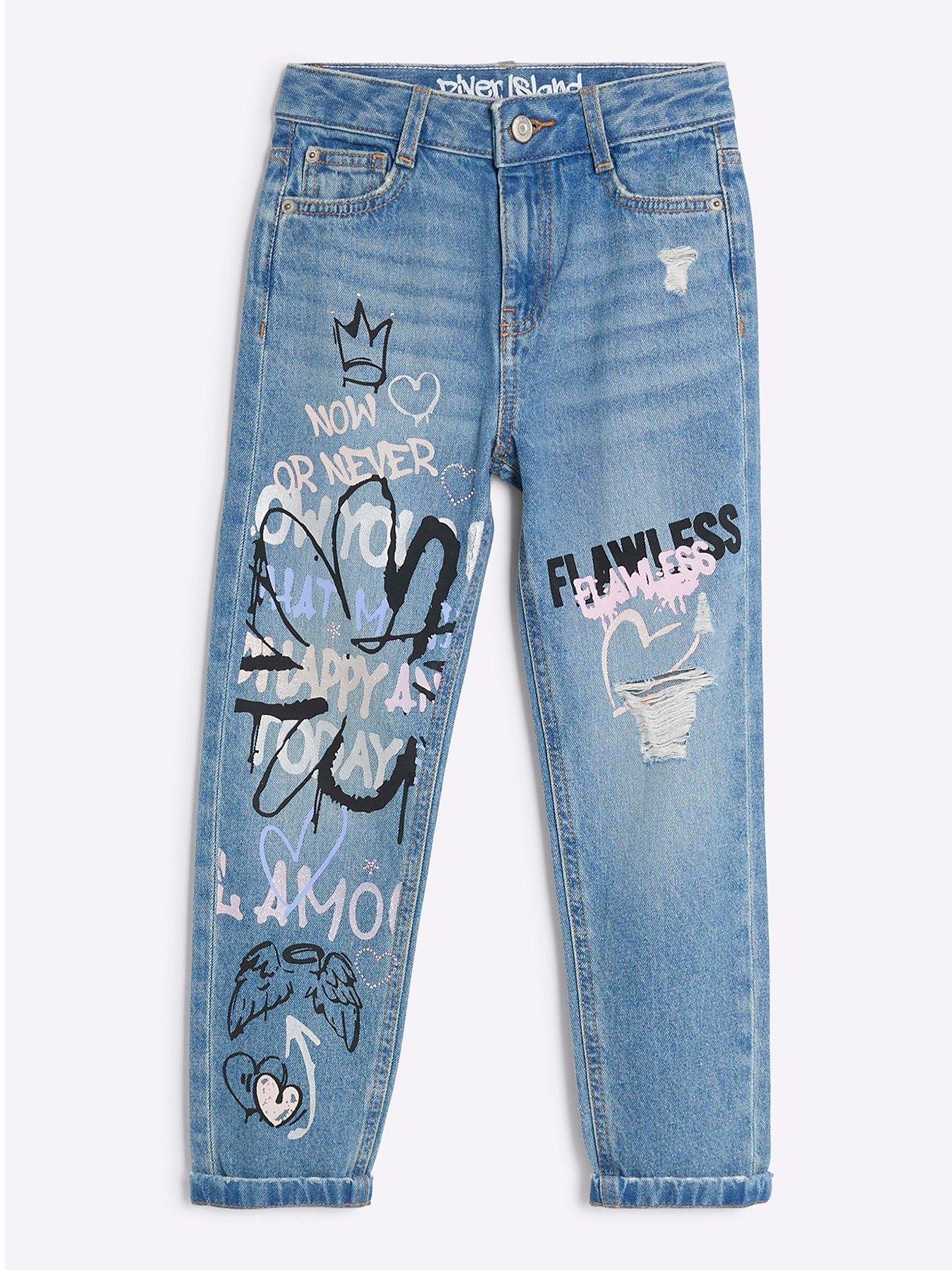 river-island-older-girl-graffiti-relaxed-mom-jeans-bluefront