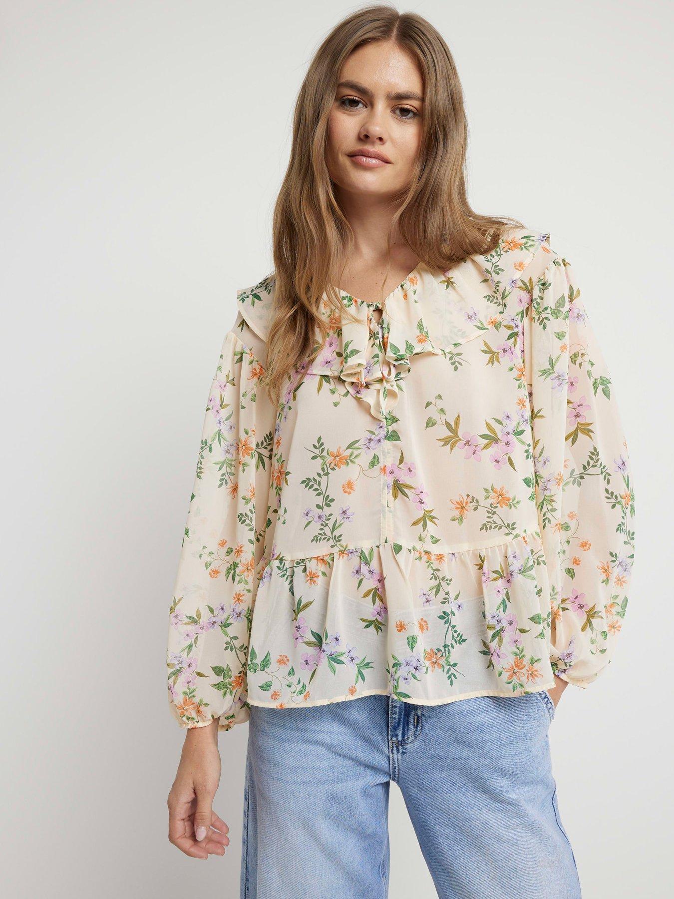 river-island-floral-frill-tie-blouse-cream