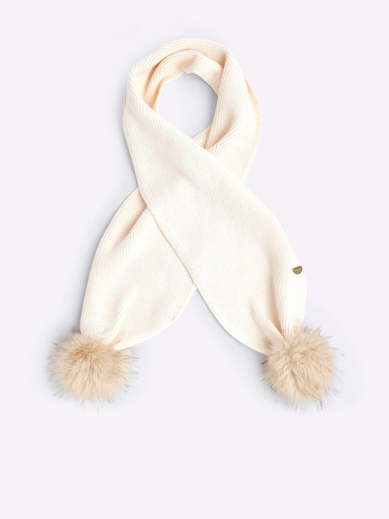 river-island-older-girl-pom-pom-knit-scarf-cream