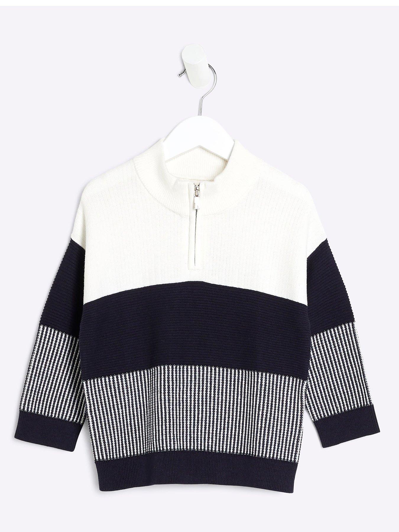 river-island-mini-mini-boy-block-zip-funnel-neck-jumper-navy