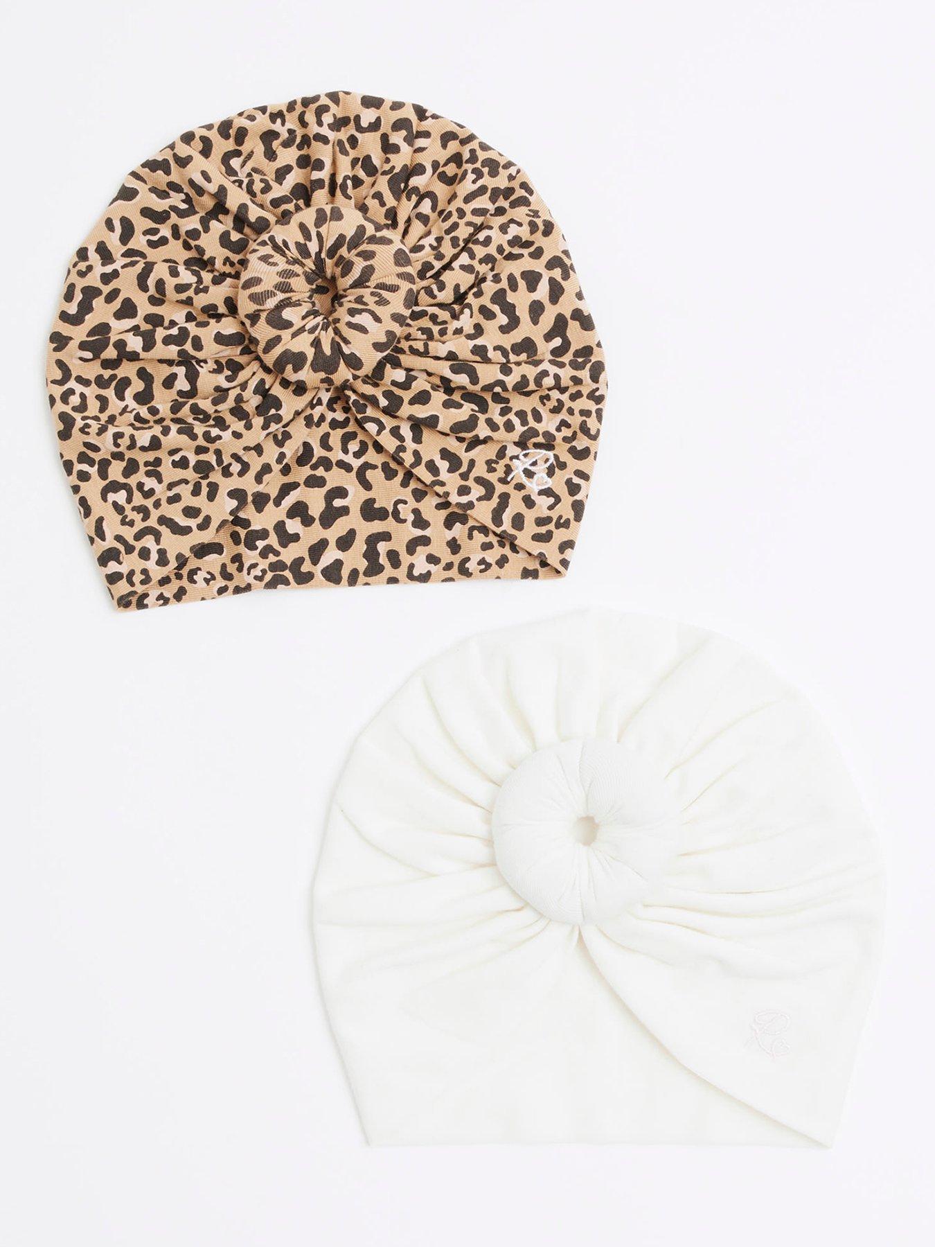 river-island-baby-baby-girls-leopard-turban-2-pack-cream