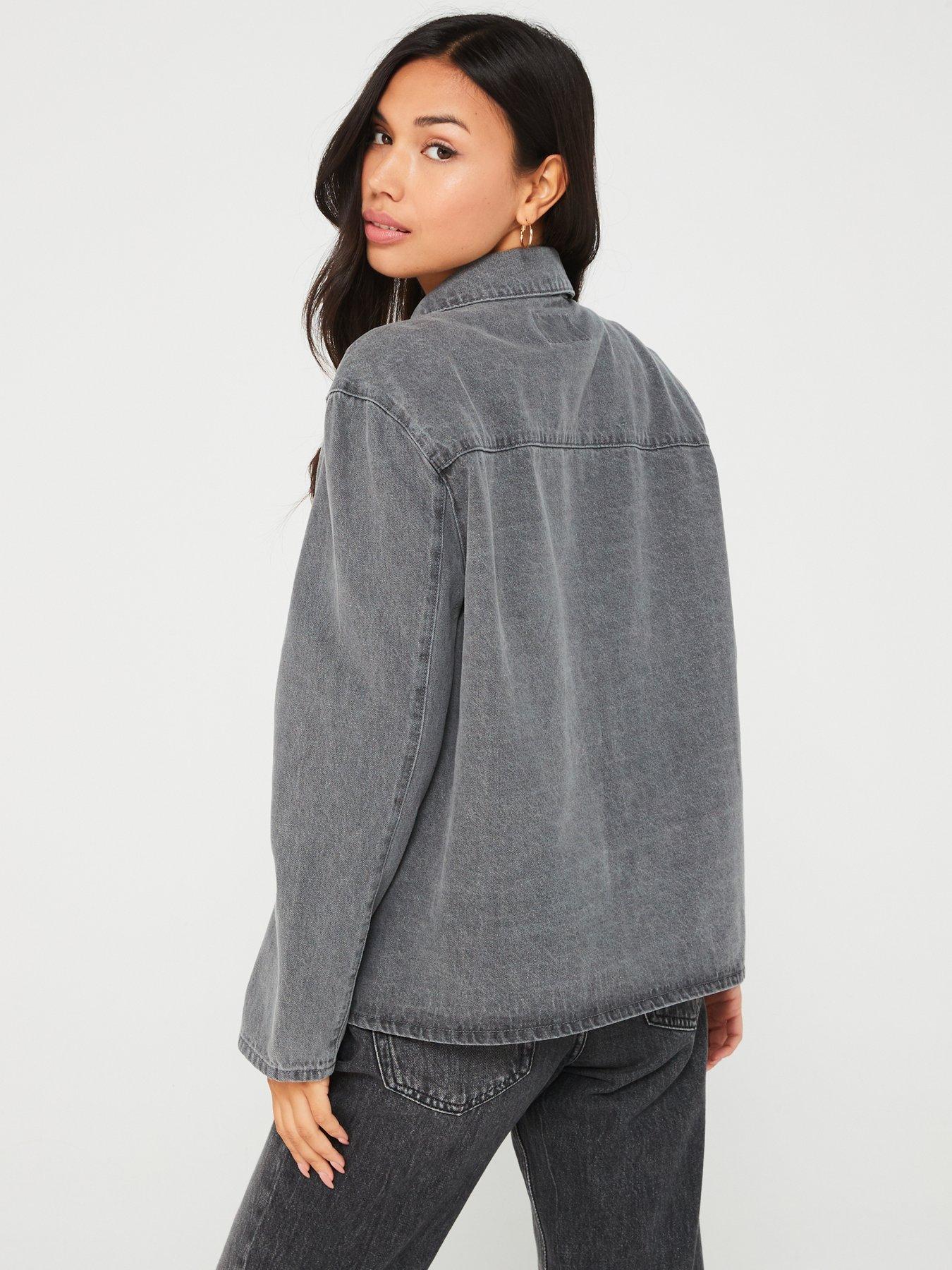 only-thille-long-sleeve-tie-denim-jacket-greystillFront