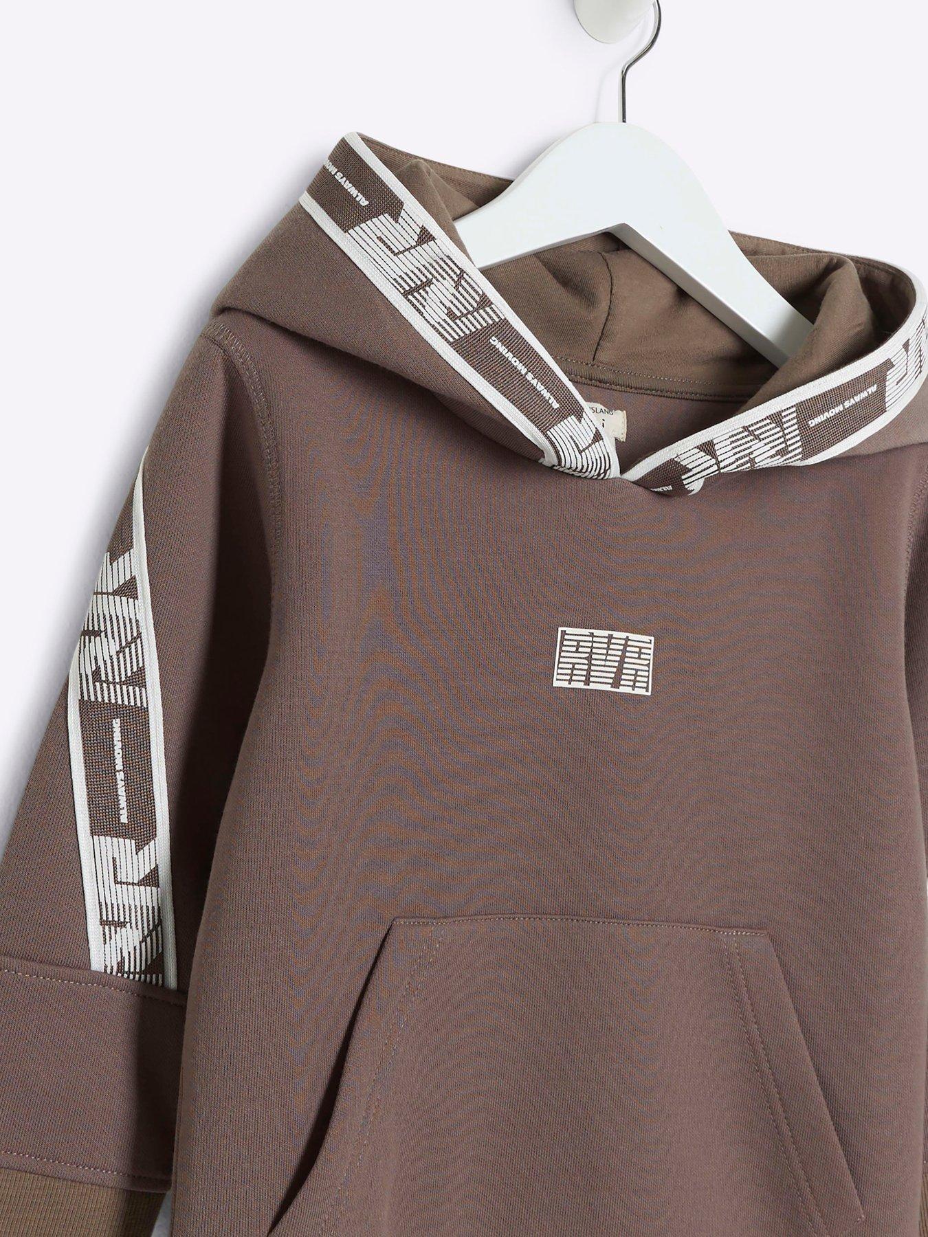 river-island-mini-mini-boy-sporty-taped-hoody-jog-set-browndetail