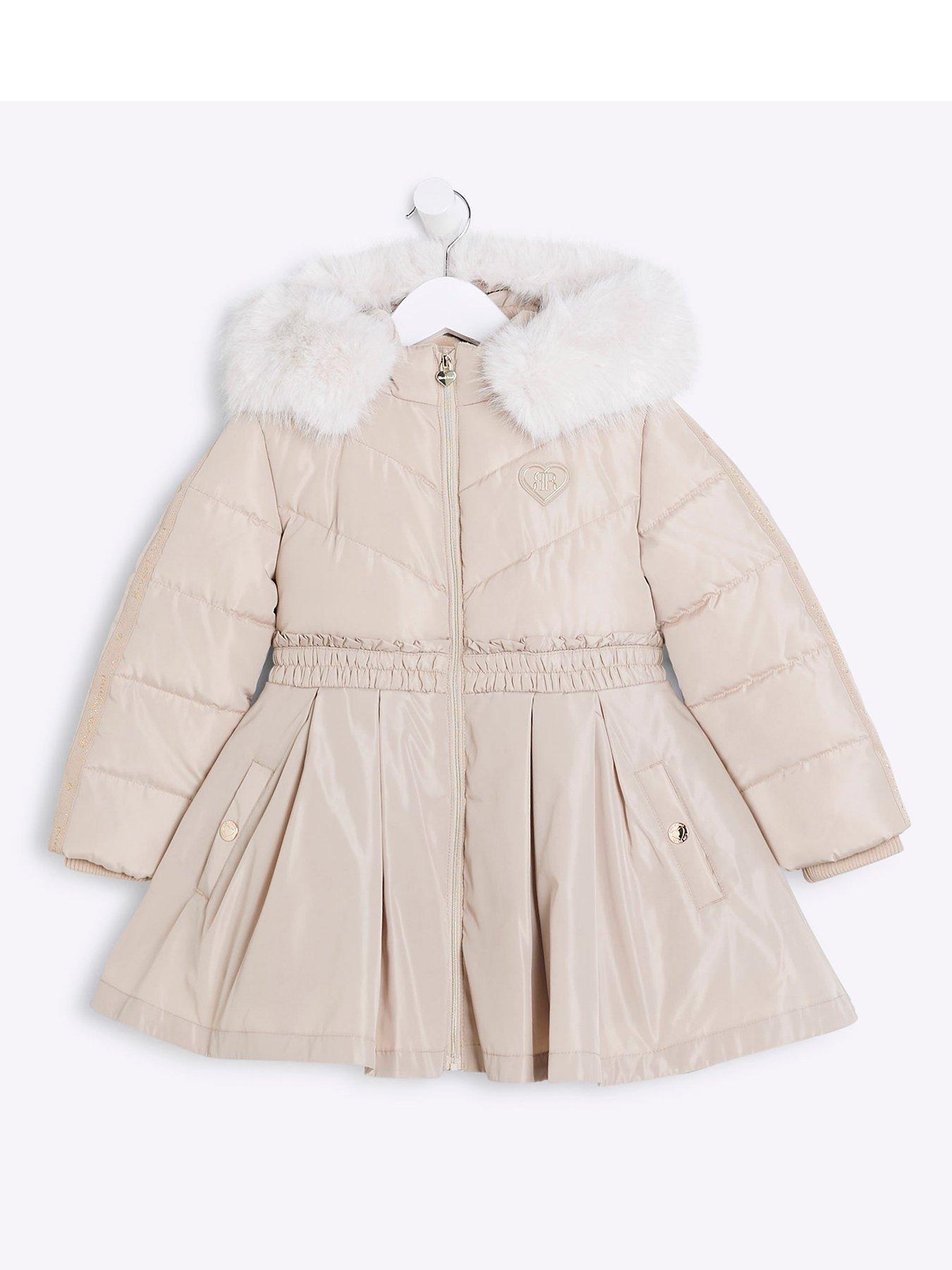 river-island-mini-mini-girl-pleated-skirt-padded-coat-cream