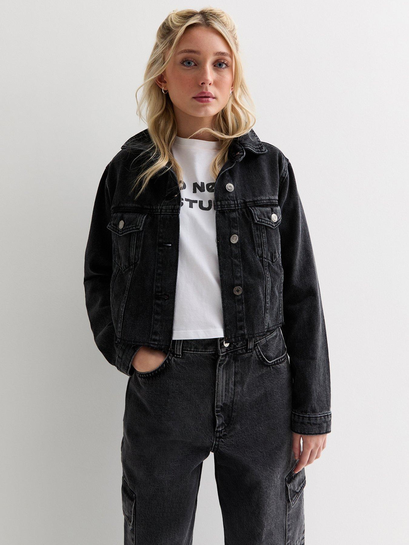 new-look-915-girls-black-frayed-hem-denim-jacket