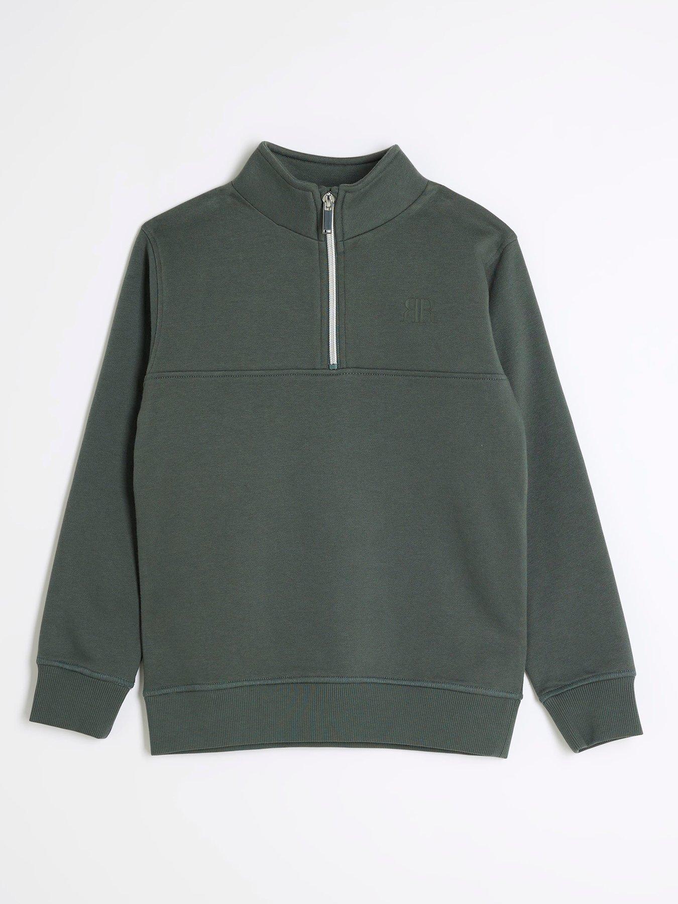 river-island-older-boy-funnel-half-zip-sweatshirt-khakifront