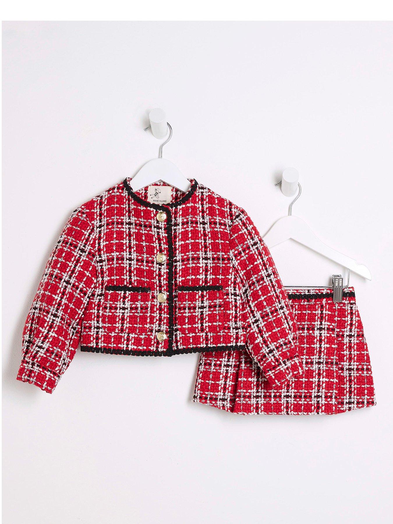 river-island-mini-mini-girl-christmas-check-boucle-jacket-set-red