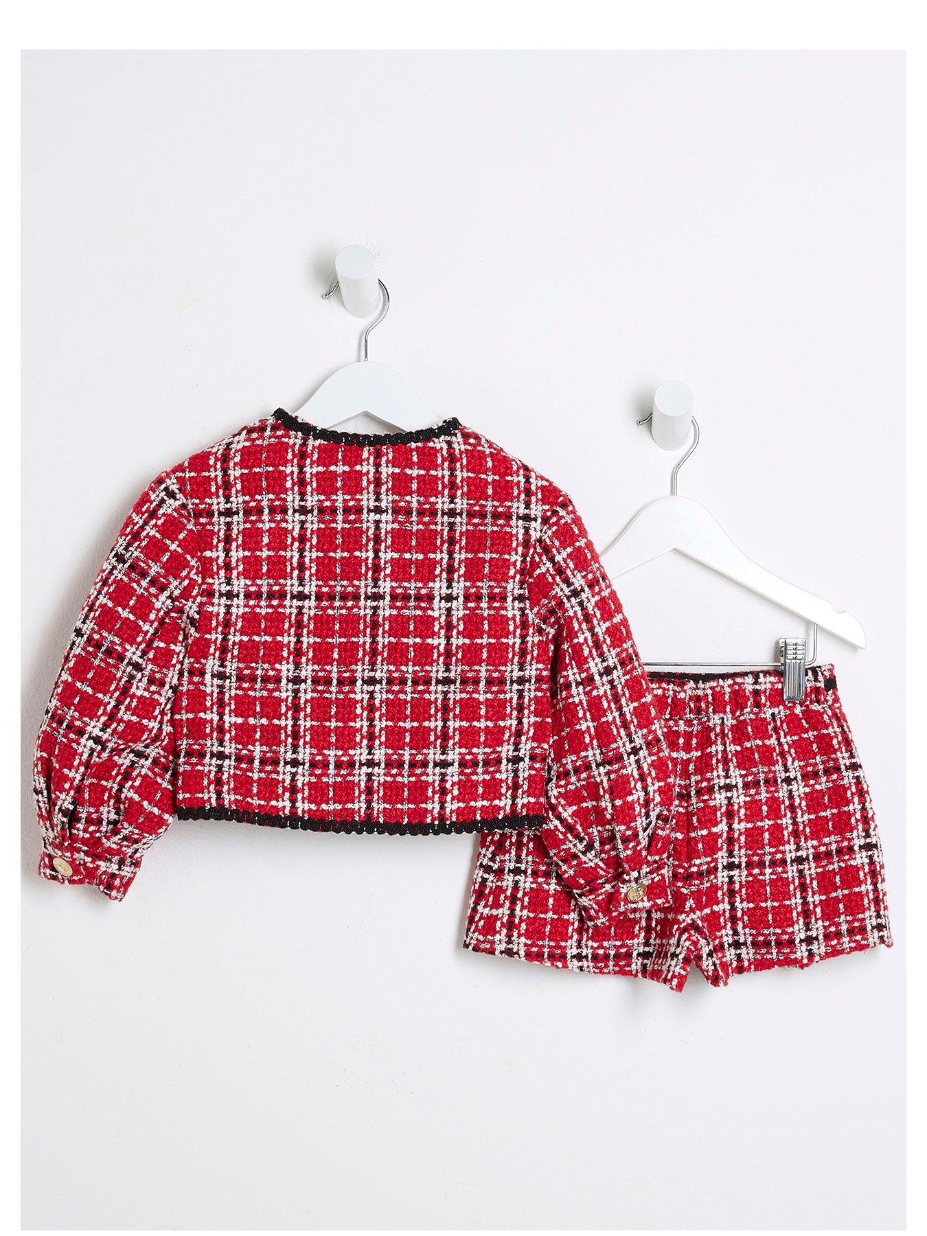 river-island-mini-mini-girl-christmas-check-boucle-jacket-set-redback