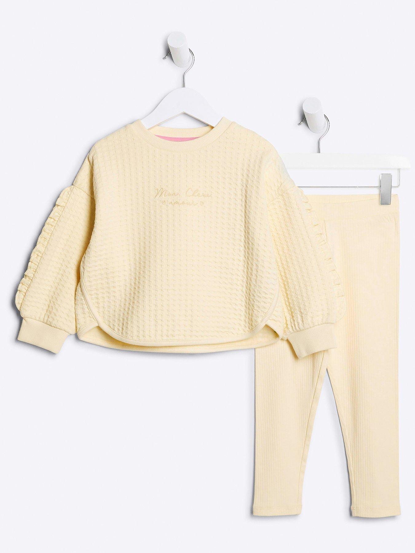 river-island-mini-mini-girl-frill-sweatshirt-set-yellow