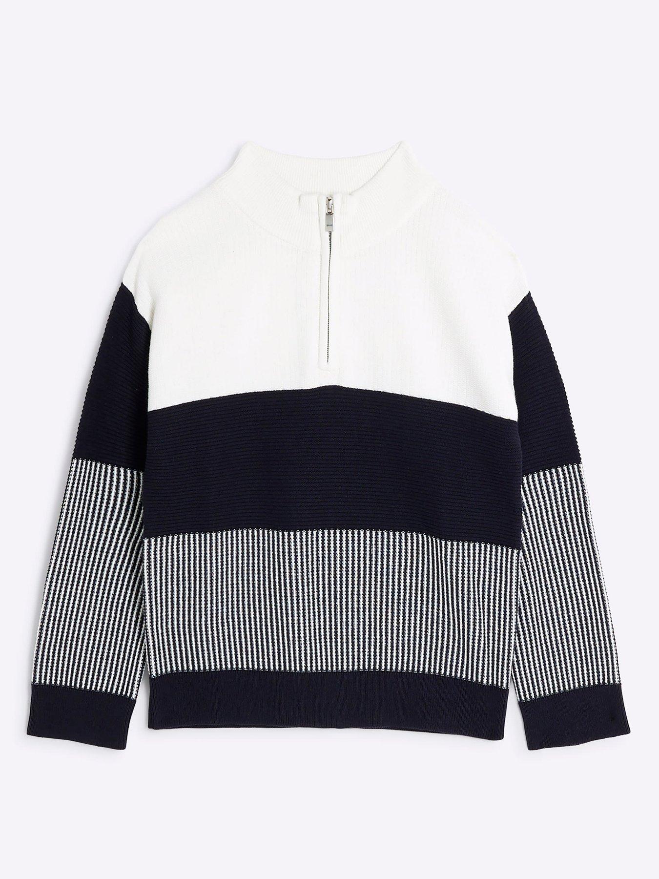 river-island-older-boy-colour-block-zip-funnel-neck-jumper-navy