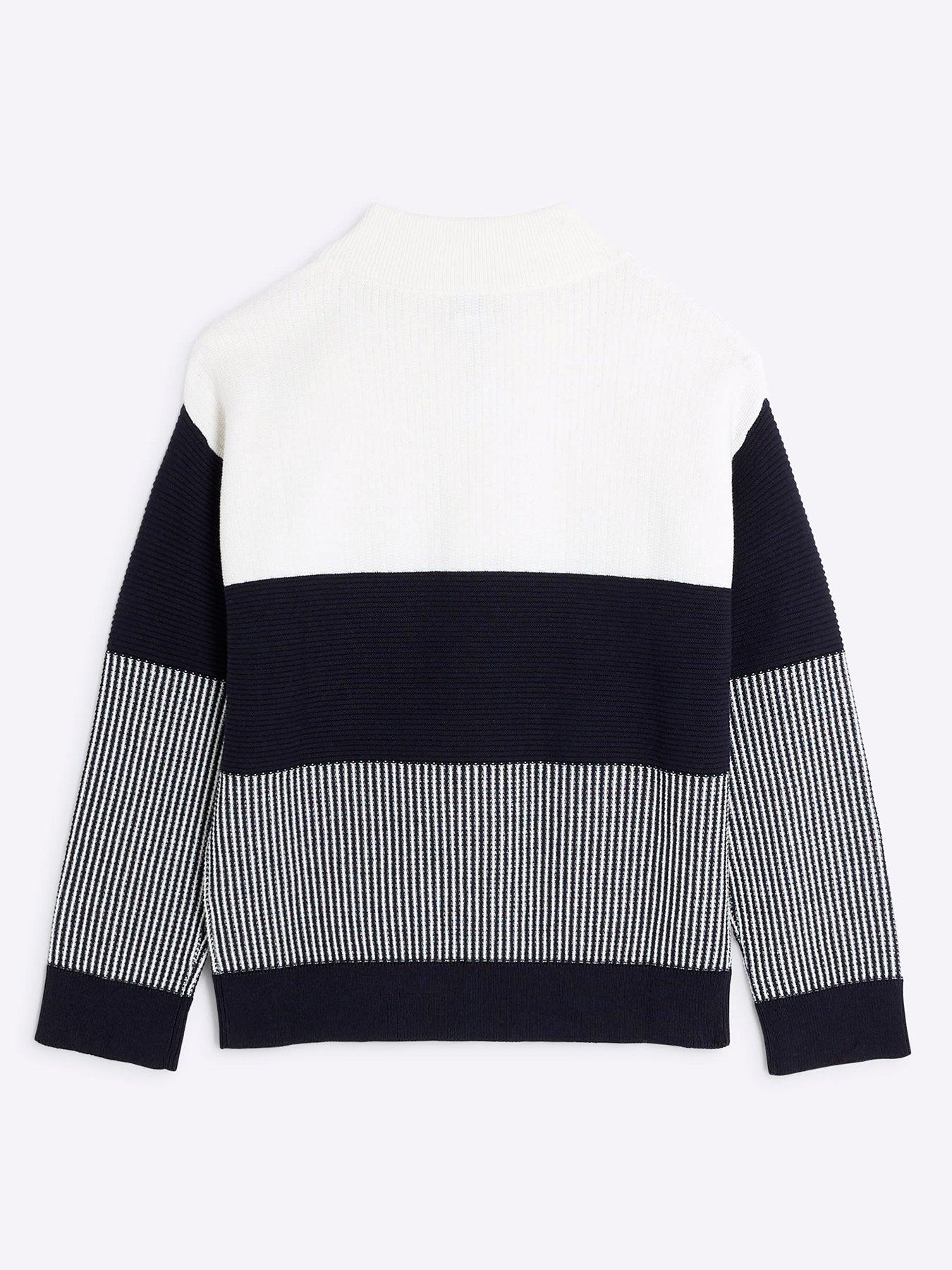 river-island-older-boy-colour-block-zip-funnel-neck-jumper-navyback