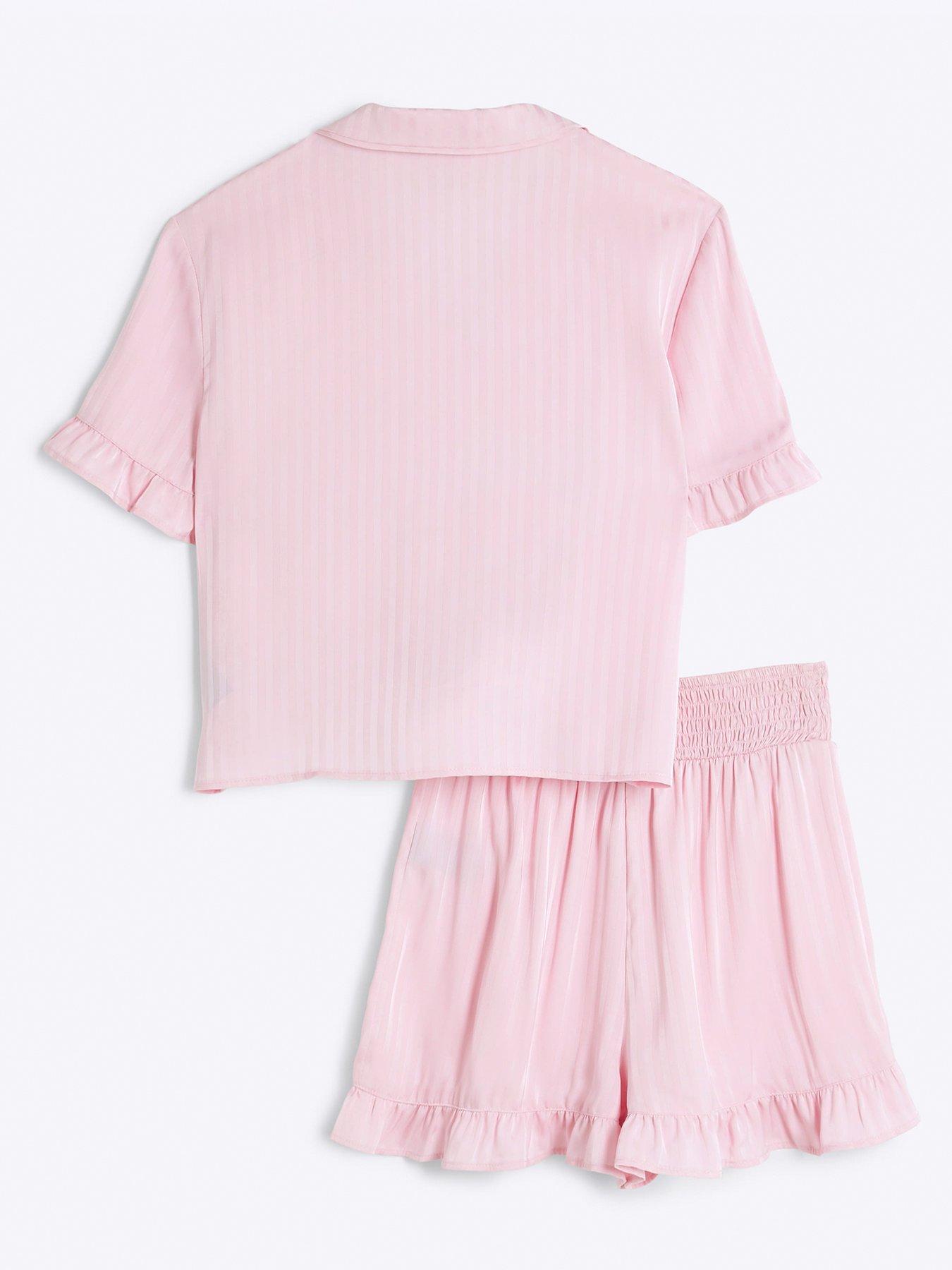 river-island-girls-satin-frill-shorts-pyjama-set-pinkback