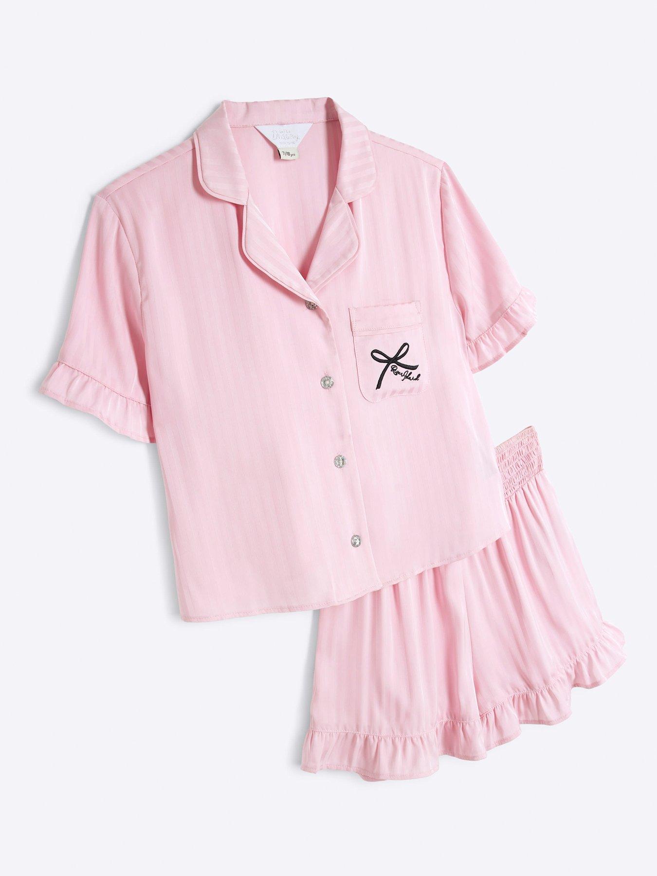 river-island-girls-satin-frill-shorts-pyjama-set-pinkoutfit