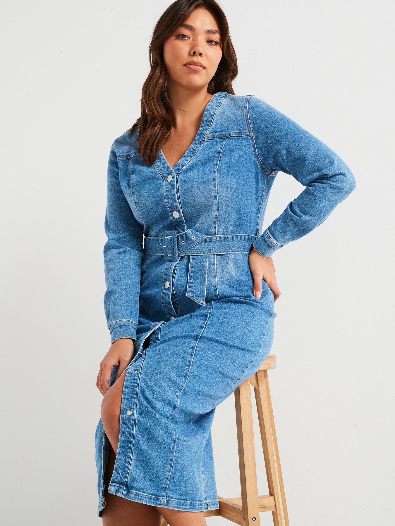 v-by-very-curve-belted-stretch-denim-dressdetail