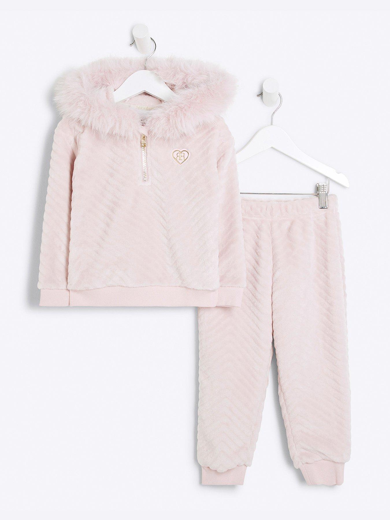 river-island-mini-mini-girls-hooded-cosy-loungewear-set-pinkfront