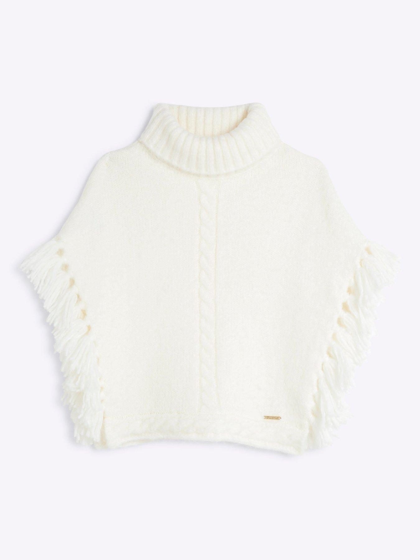 river-island-older-girl-knitted-tassel-poncho-cream