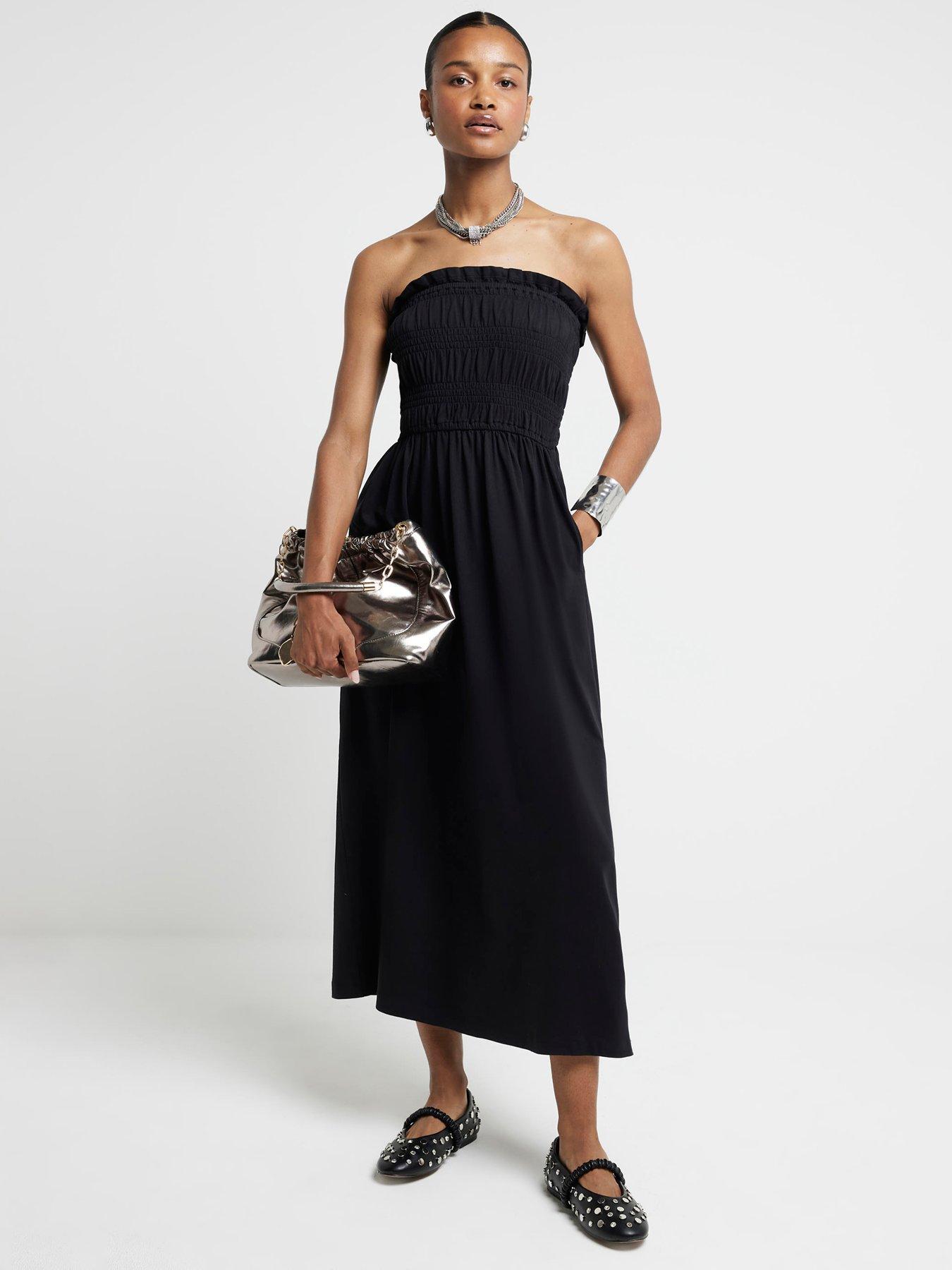 river-island-shirred-bandeau-midaxi-dress-black