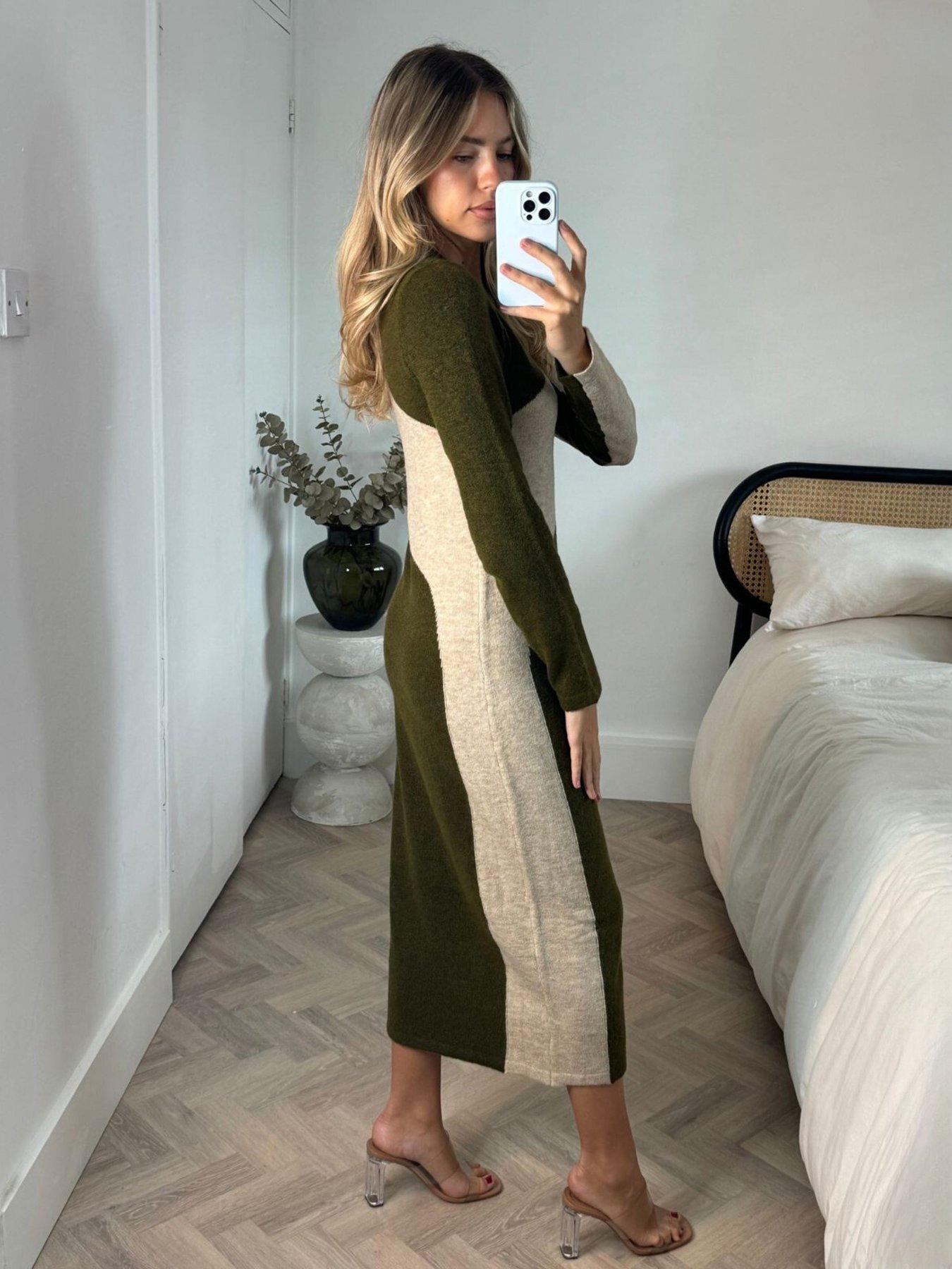 style-cheat-colour-block-knitted-midi-dress-khakistonestillFront