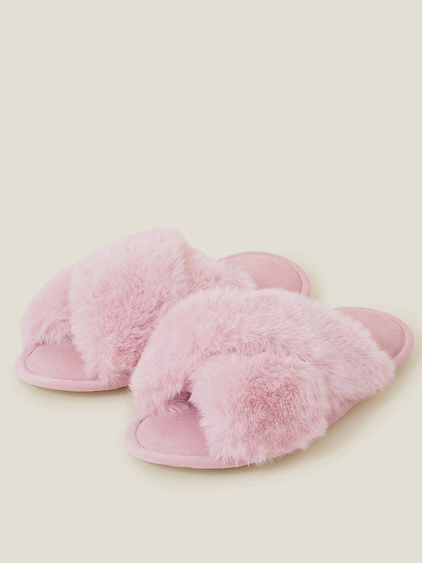 accessorize-luxe-cross-strap-faux-fur-slippers-pinkstillFront