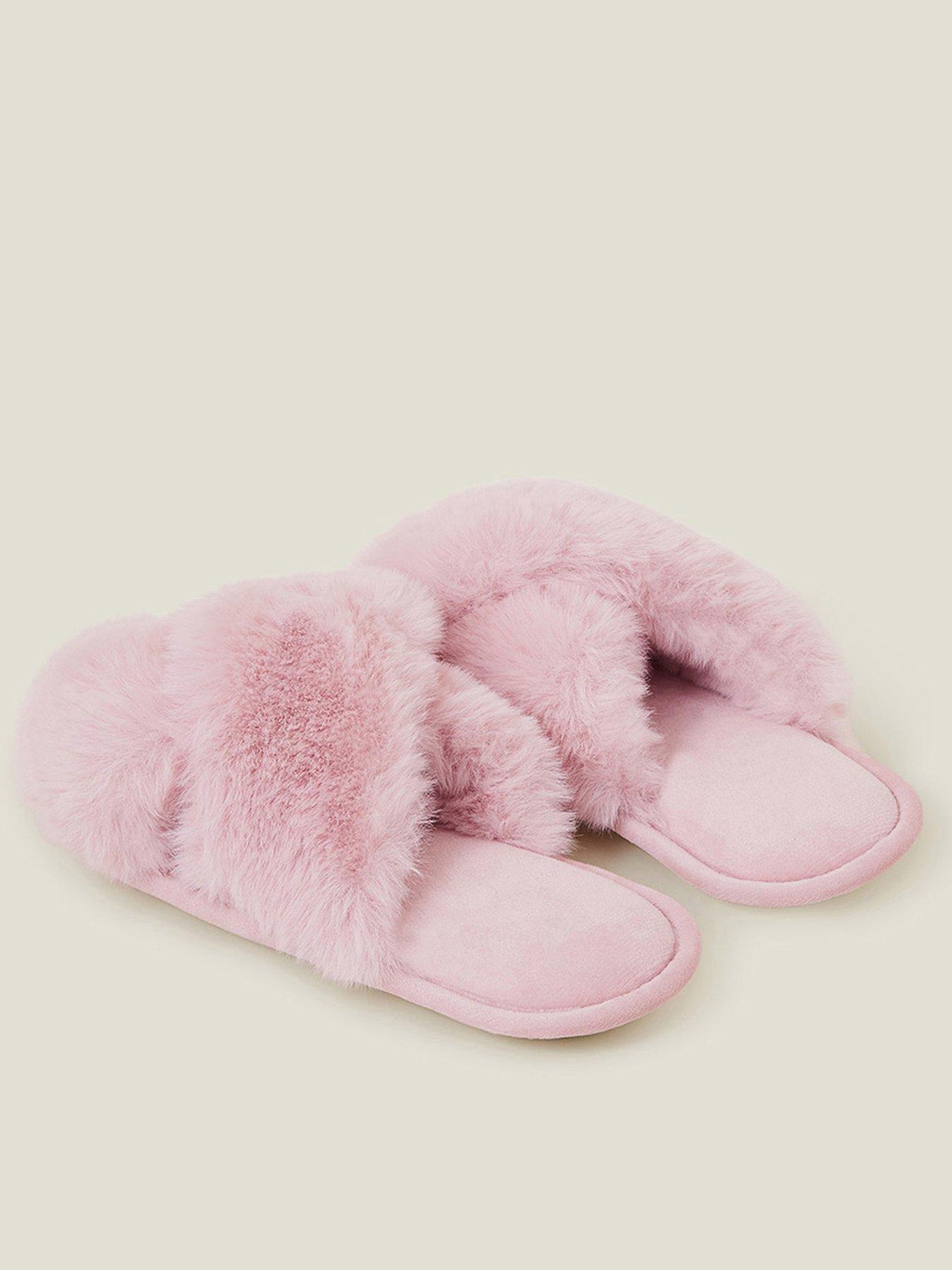 accessorize-luxe-cross-strap-faux-fur-slippers-pinkback