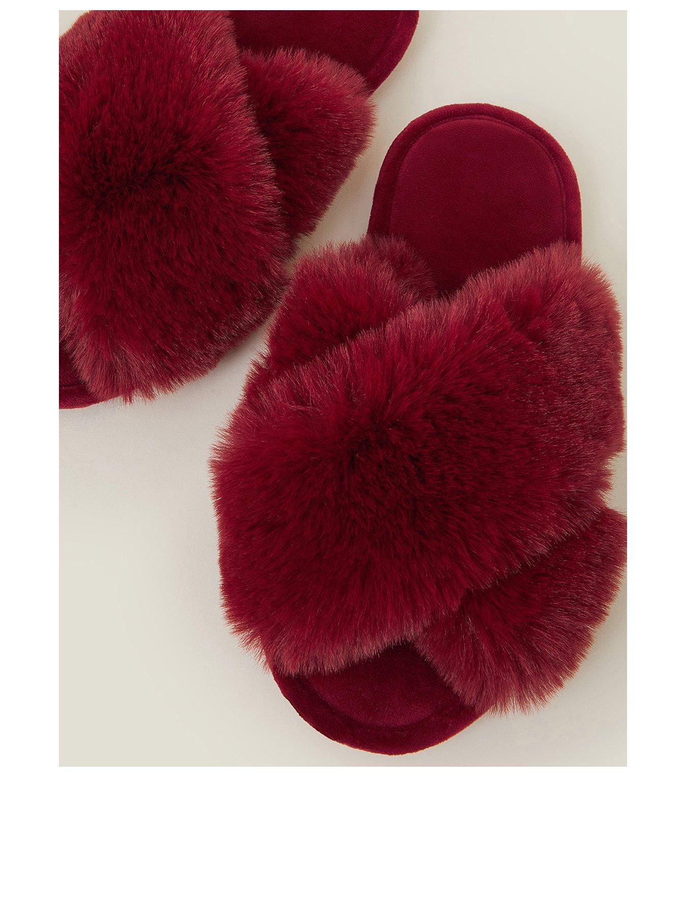 accessorize-luxe-cross-strap-fur-slider-slipper-redback