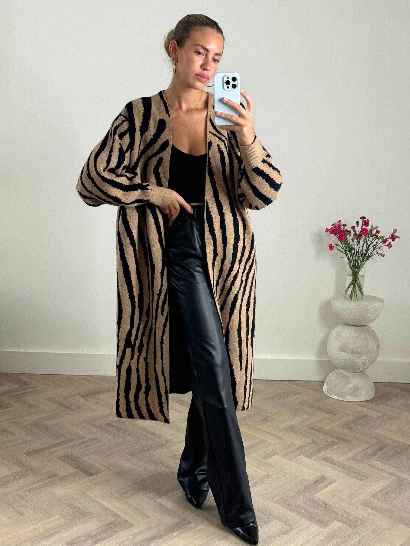 Image 1 of 4 of Style Cheat Zebra Print Knitted Cardigan - Multi