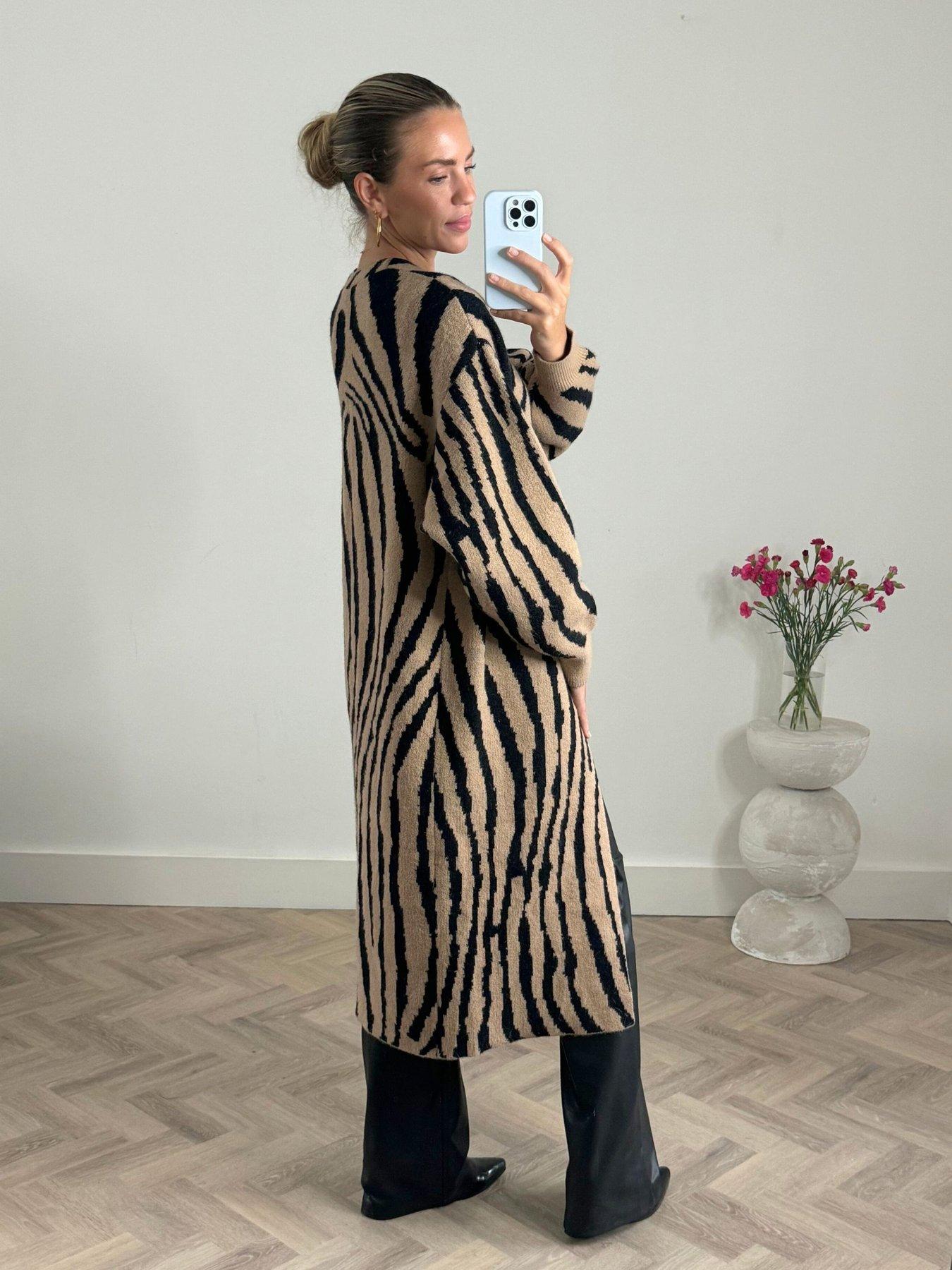 Image 2 of 4 of Style Cheat Zebra Print Knitted Cardigan - Multi