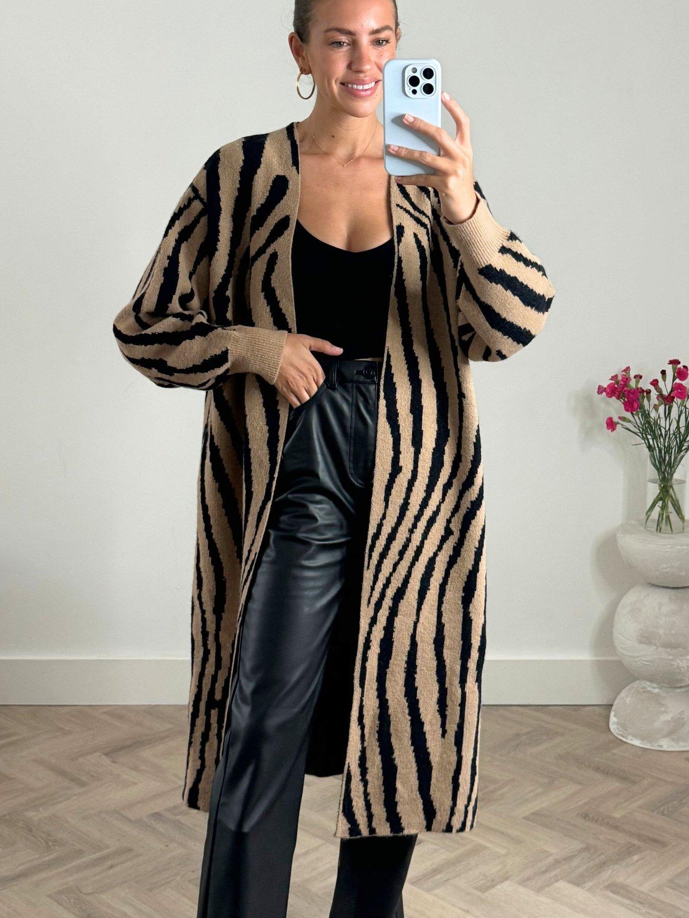Image 3 of 4 of Style Cheat Zebra Print Knitted Cardigan - Multi