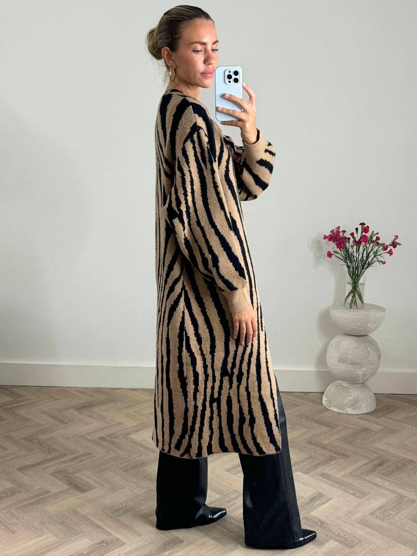 Image 4 of 4 of Style Cheat Zebra Print Knitted Cardigan - Multi