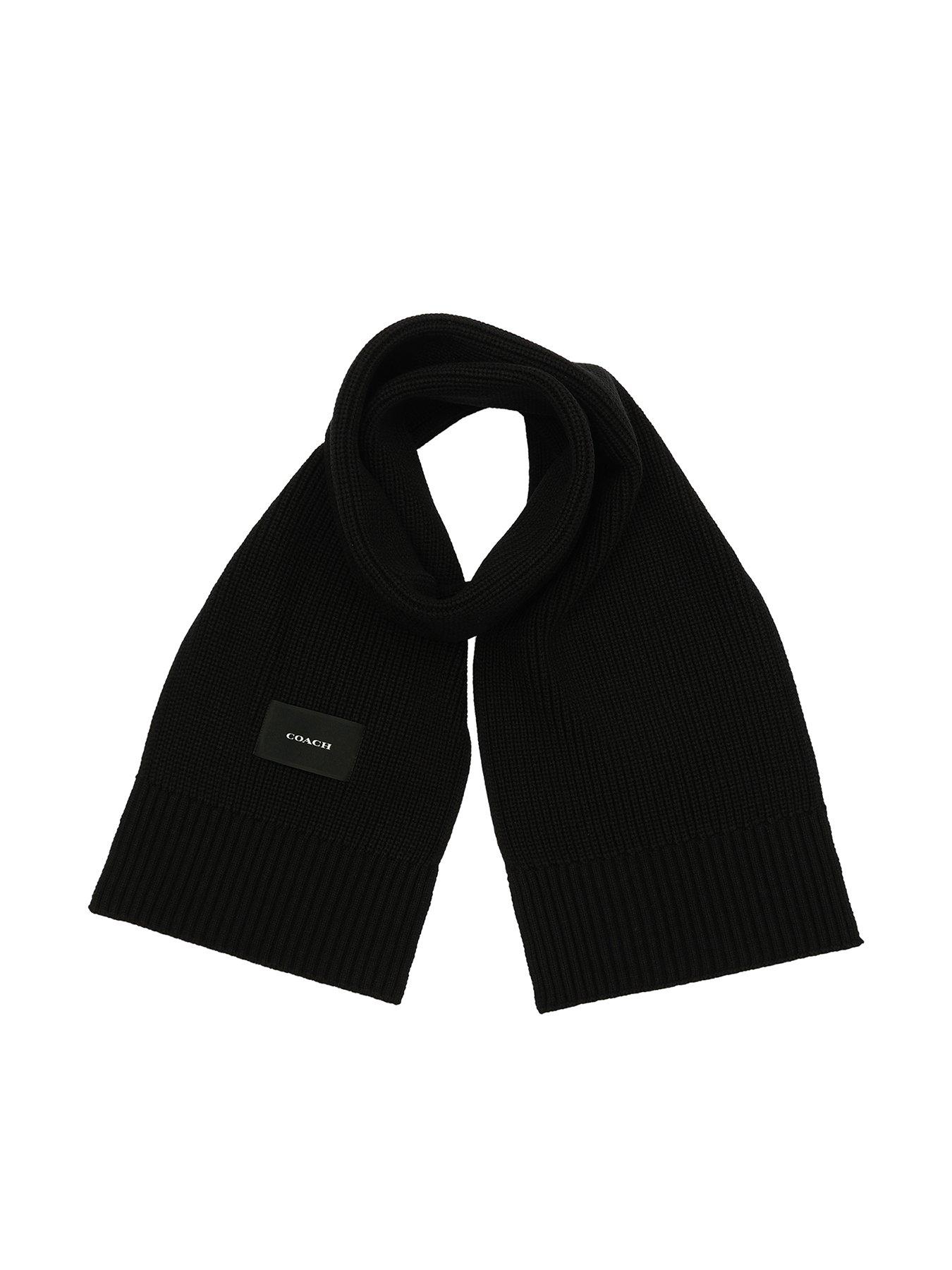 coach-woven-patch-knit-scarf-black