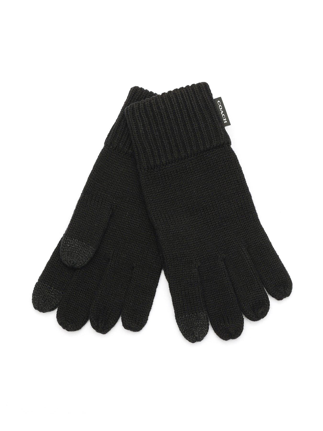 coach-woven-patch-knit-gloves-black