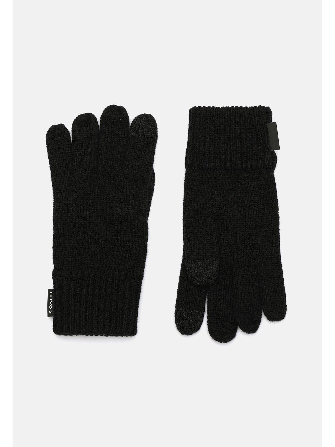 coach-woven-patch-knit-gloves-blackstillFront