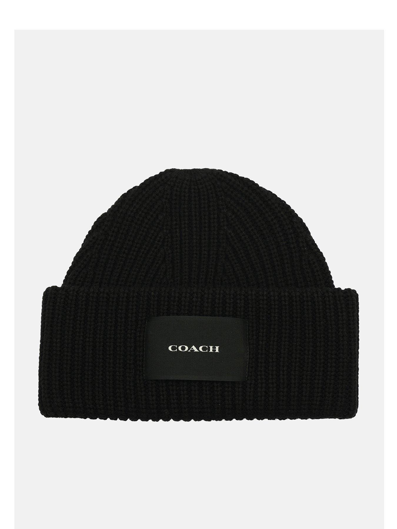 coach-woven-patch-beanie-black