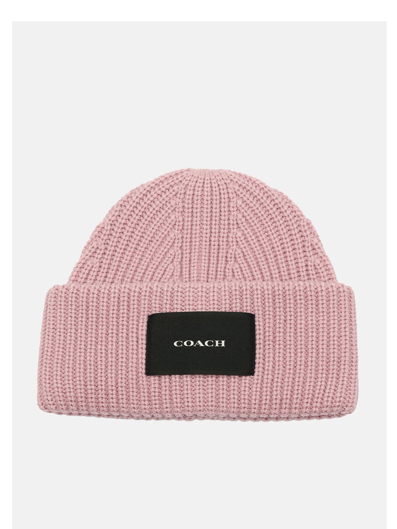 coach-woven-patch-beanie-pink