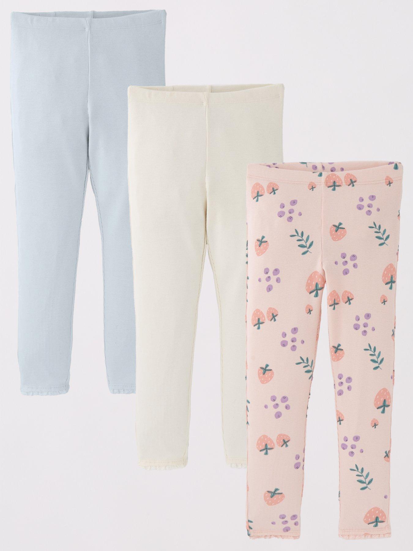 Image 1 of 5 of Mini V by Very Girls 3 Pack Lace Trim Legging - Multi