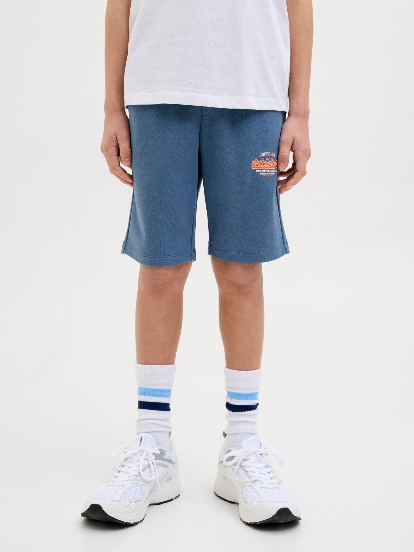 Image 1 of 1 of Jack & Jones Junior Boys 2 Colour Logo Sweat Shorts - Blue