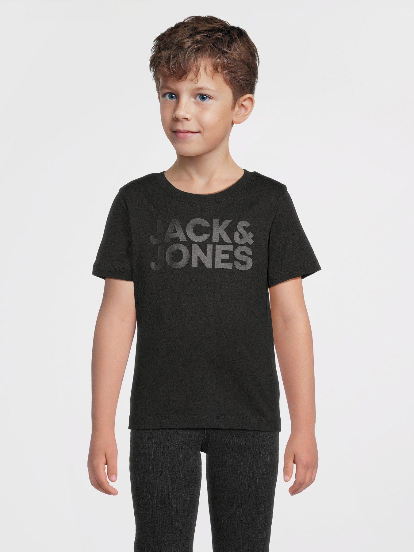 Jack & Jones Mini Younger Boys Corp Logo Short Sleeve T-Shirt - Black