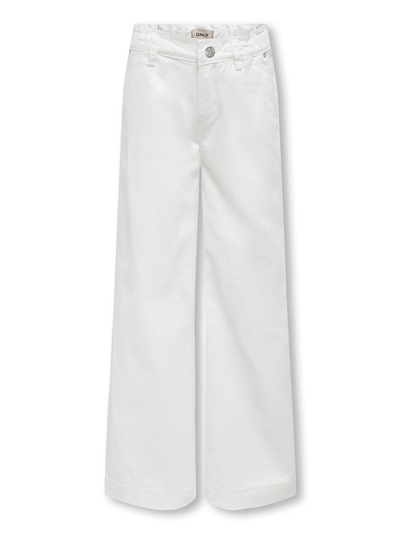 Only Kids Girls Comet Wide Leg Jeans - White