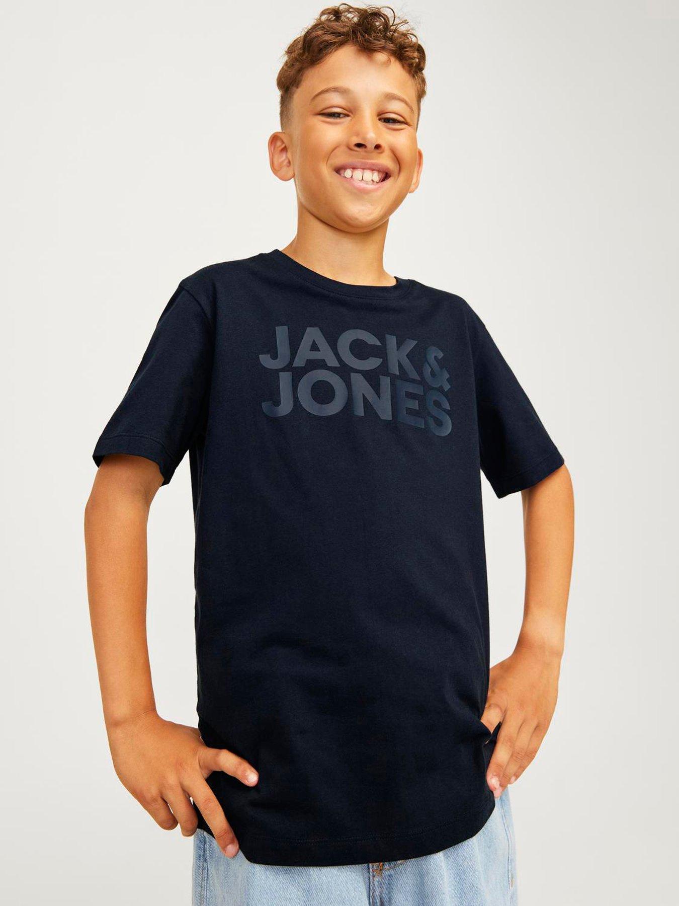 Jack & Jones Junior Boys Corp Logo Short Sleeve T-Shirt - Navy