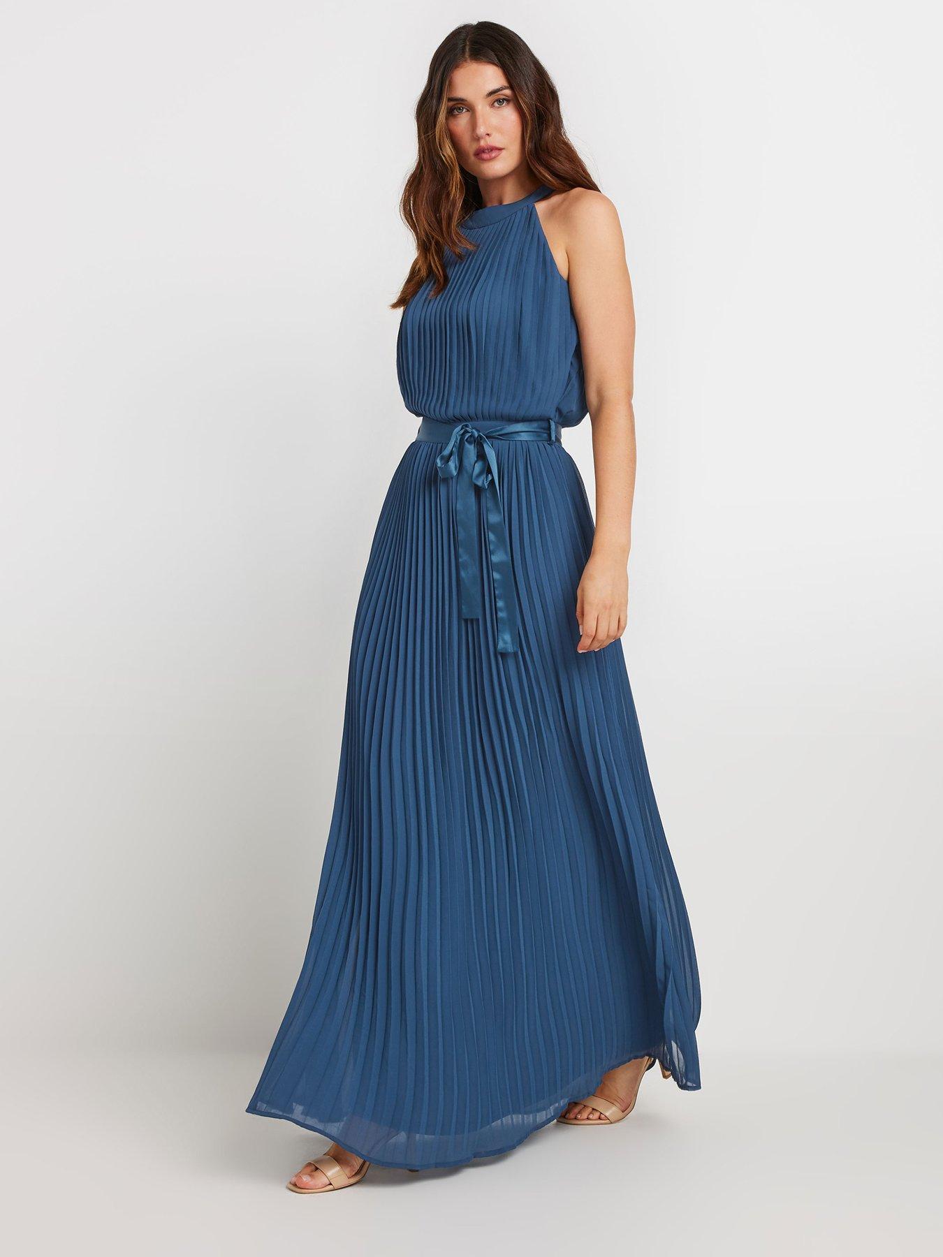 long-tall-sally-halter-neck-pleated-maxi-dress-bluefront